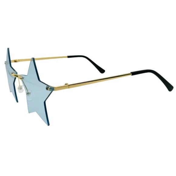 6077 | Blue Rimless Star Novelty Sunglasses - Picture 3 of 5